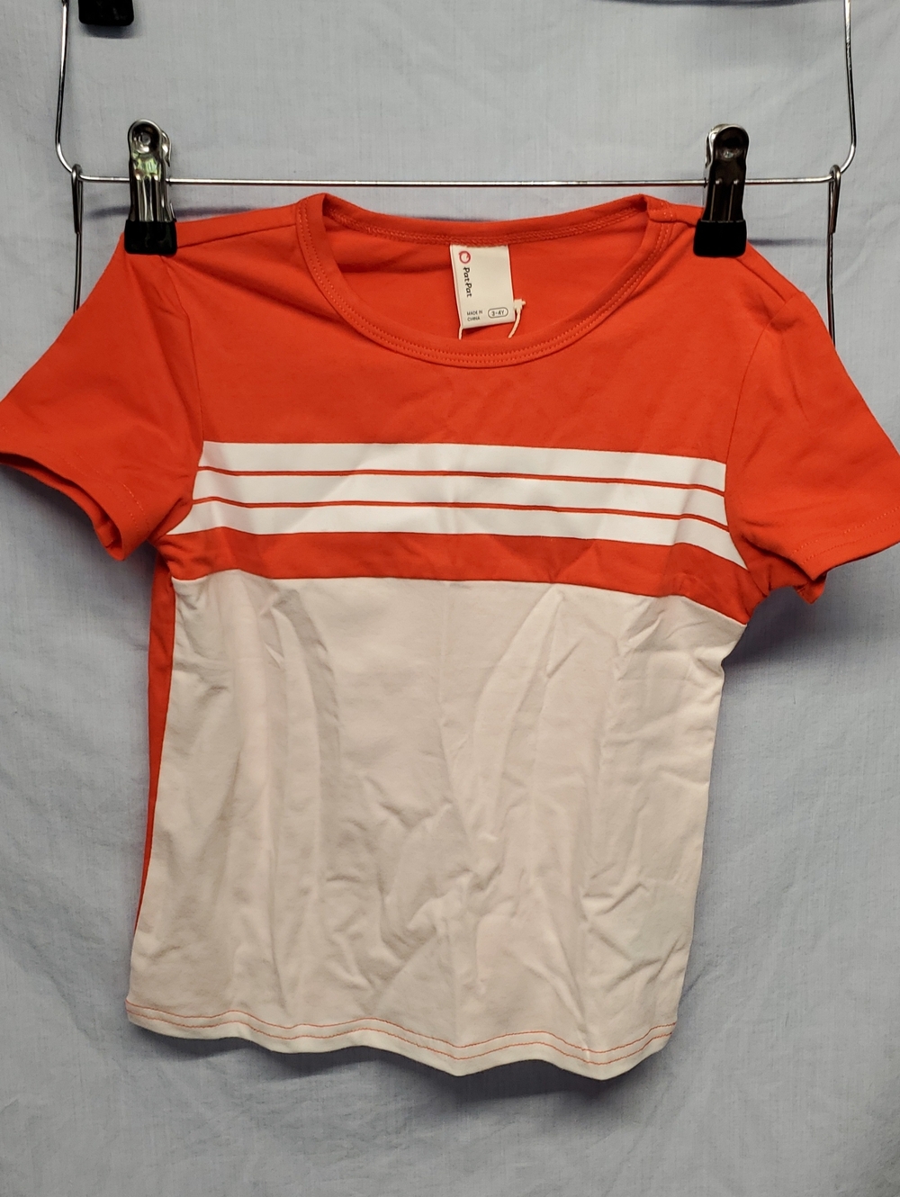 Patpat Kids Short-Sleeve Colorblock Tee in Orange & White - 21